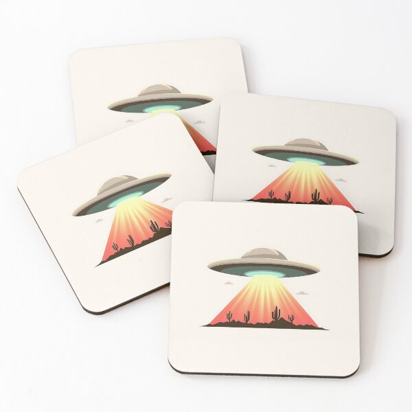Item preview, UFO Desert Landscape Vector Logo designed and sold by GoldenTealArts.