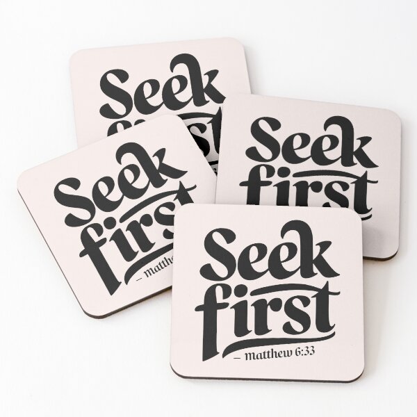 Item preview, Seek First the Kingdom Matthew 6:33 | Calligraphy Bible Verses Christian Faith Inspirational Design designed and sold by KnitLuv.