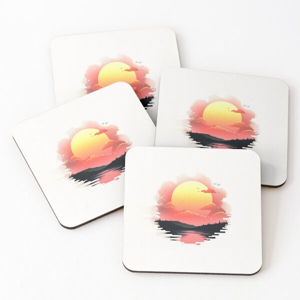 Item preview, Minimalist Sunset Over Lake Vector Art designed and sold by GoldenTealArts.