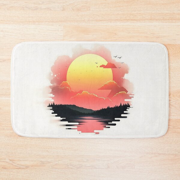 Item preview, Minimalist Sunset Over Lake Vector Art designed and sold by GoldenTealArts.