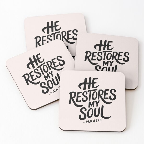 Item preview, He Restores My Soul Psalm 23:3 | Calligraphy Bible Verses Christian Faith Inspirational Design designed and sold by  KnitLuv.