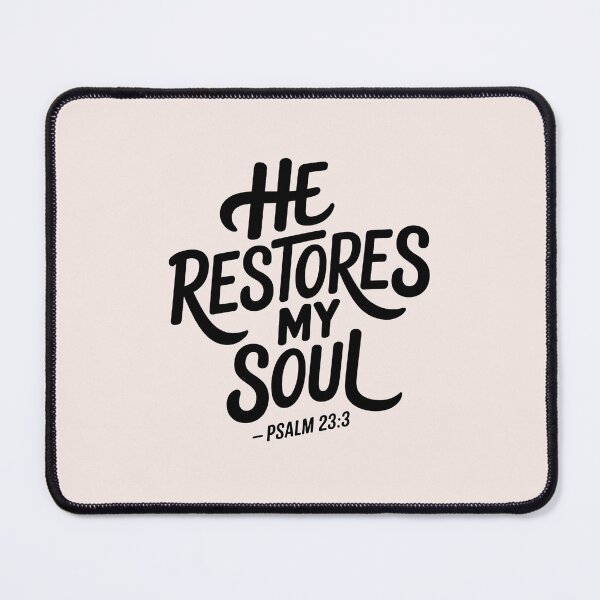 Item preview, He Restores My Soul Psalm 23:3 | Calligraphy Bible Verses Christian Faith Inspirational Design designed and sold by KnitLuv.