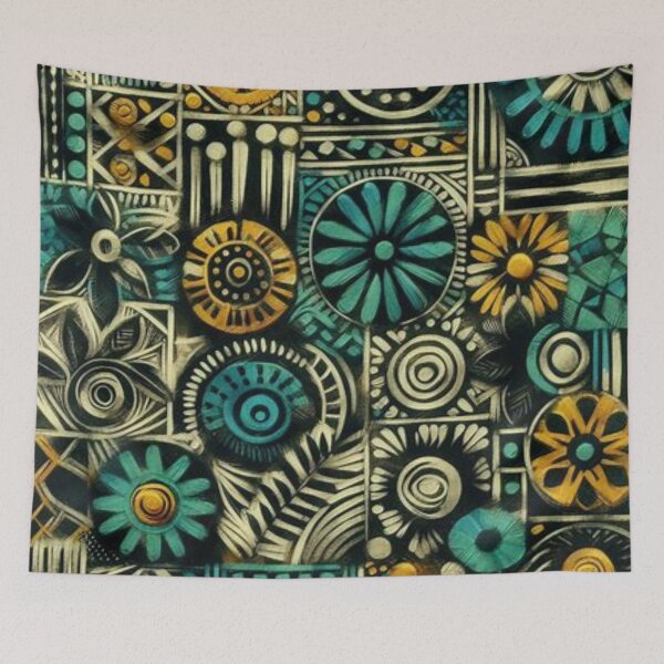 Item preview, Bogolan Mud Cloth Floral Pattern designed and sold by Shs-Kenya.