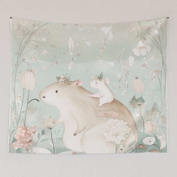 Aperçu de l'œuvre Mère et bébé capybara fantasques créée et vendue par Mermaid's Whimsy.