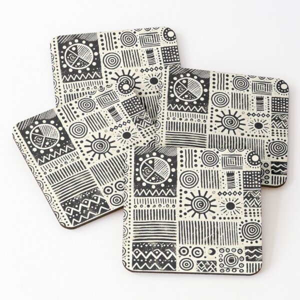 Item preview, Black and White Bogolan Mud Cloth Pattern  designed and sold by Shs-Kenya.