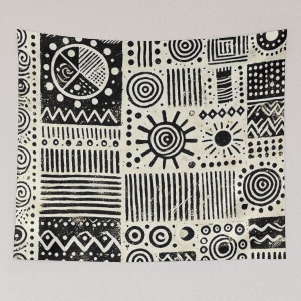 Item preview, Black and White Bogolan Mud Cloth Pattern  designed and sold by Shs-Kenya.