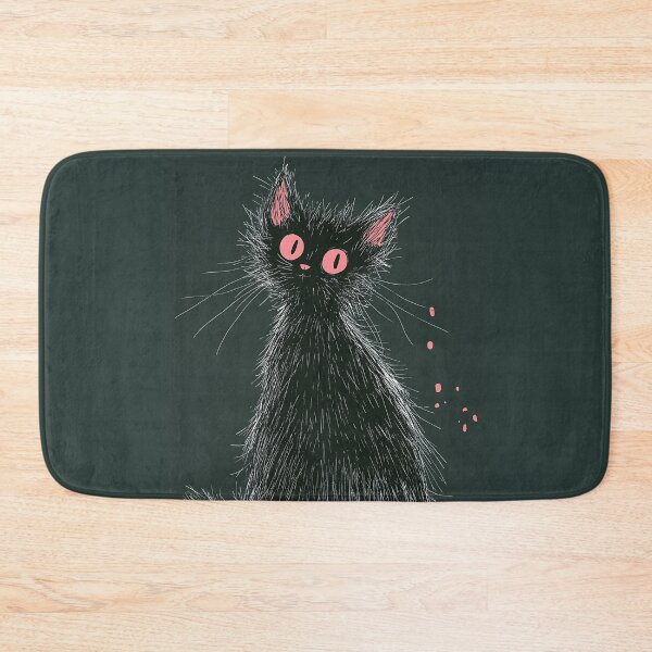 Item preview, Cute Black Cat with Pink Eyes Illustration designed and sold by GoldenTealArts.