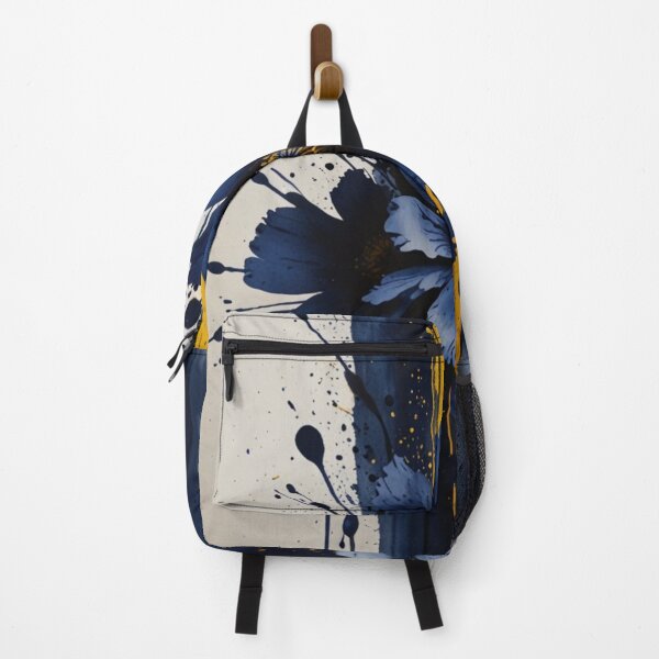 Item preview, Blue Watercolor Flower with Yellow Splats - Navy & Black Art designed and sold by ozdilh.