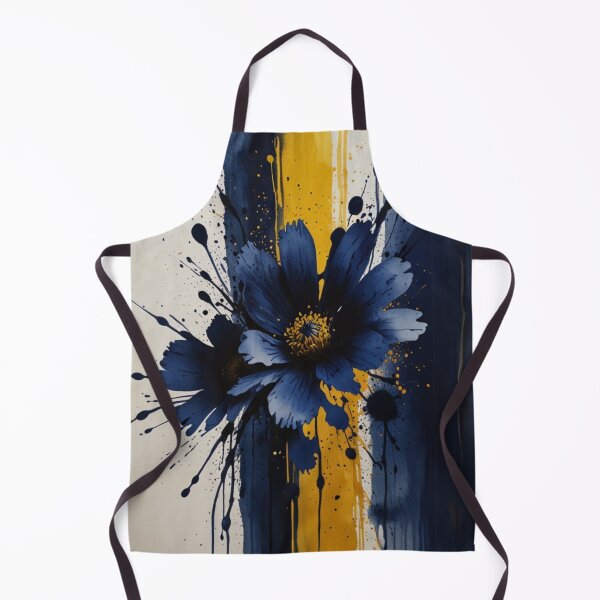 Item preview, Blue Watercolor Flower with Yellow Splats - Navy & Black Art designed and sold by ozdilh.
