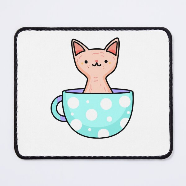 Artikelvorschau, Kawaii Sphinx Kätzchen in blauer Teetasse entworfen und verkauft von kawaiilife.