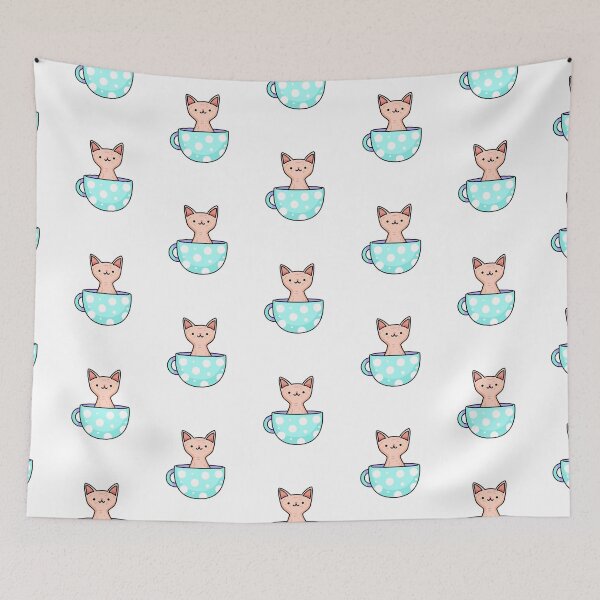 Item preview, Kawaii Sphinx Kitten In Blue Teacup designed and sold by kawaiilife.