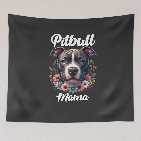 Item preview, Pitbull mama, Pitbull dog in flowers designed and sold by InspireGlow.