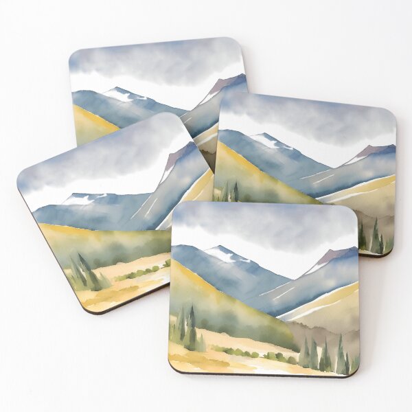 Item preview, Mountains in Summer Landscape Watercolor Painting | Watercolor Landscape | Watercolor Art | Watercolor Scenery designed and sold by UnhingedBird.
