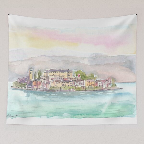 Item preview, Scenic Lake Orta with Isola San Giulio View  designed and sold by artshop77.