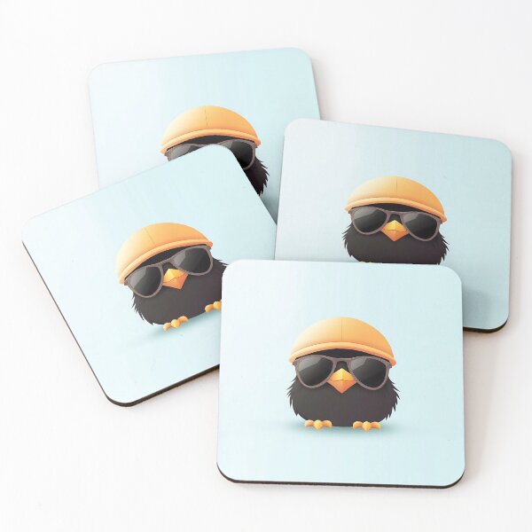 Item preview, Cute Black Bird with Sunglasses Illustration designed and sold by GoldenTealArts.