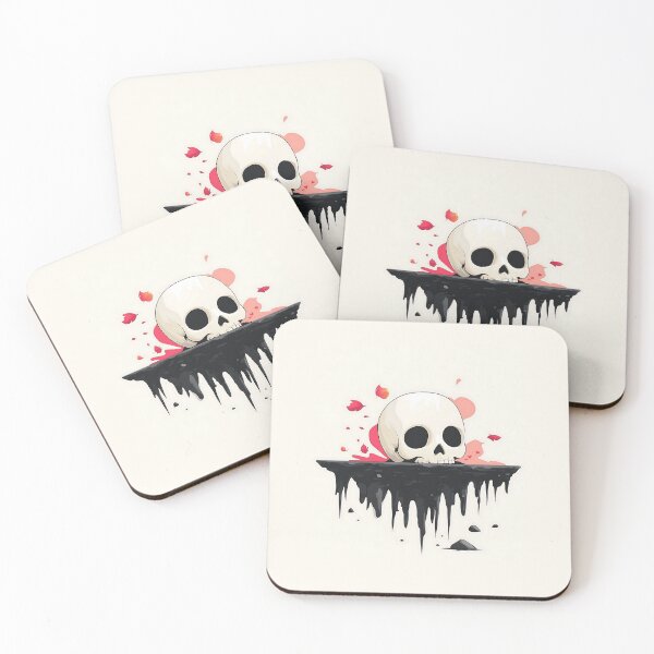 Item preview, Cute Cartoon Skull on Black Liquid Illustration designed and sold by GoldenTealArts.