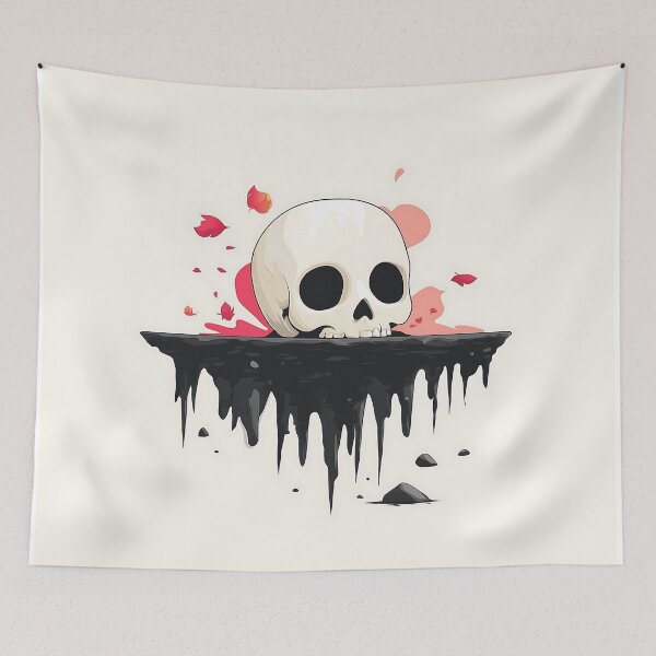 Item preview, Cute Cartoon Skull on Black Liquid Illustration designed and sold by GoldenTealArts.