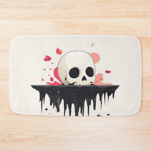 Item preview, Cute Cartoon Skull on Black Liquid Illustration designed and sold by GoldenTealArts.