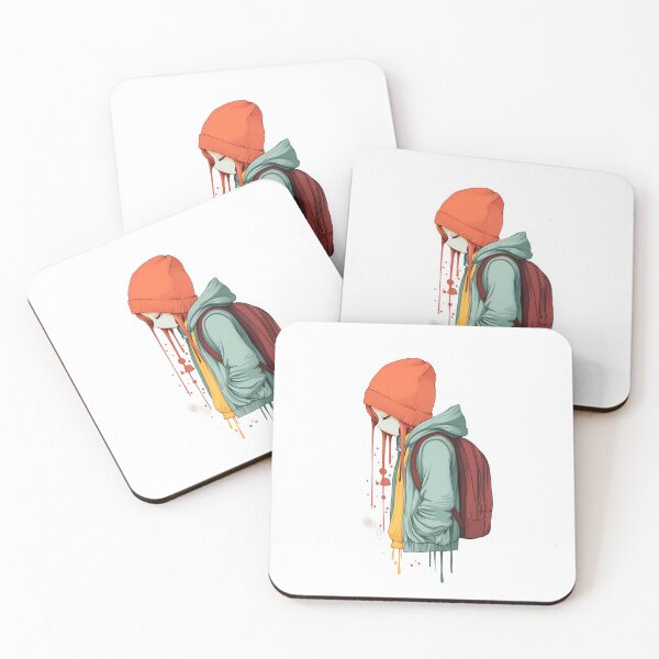 Item preview, Sad Young Woman in Dripping Paint Illustration designed and sold by GoldenTealArts.