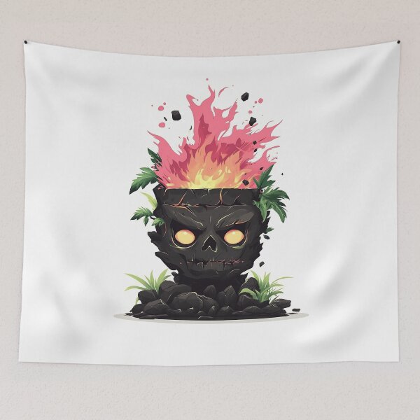 Item preview, Cute Lava Rock Totem with Flaming Head designed and sold by GoldenTealArts.