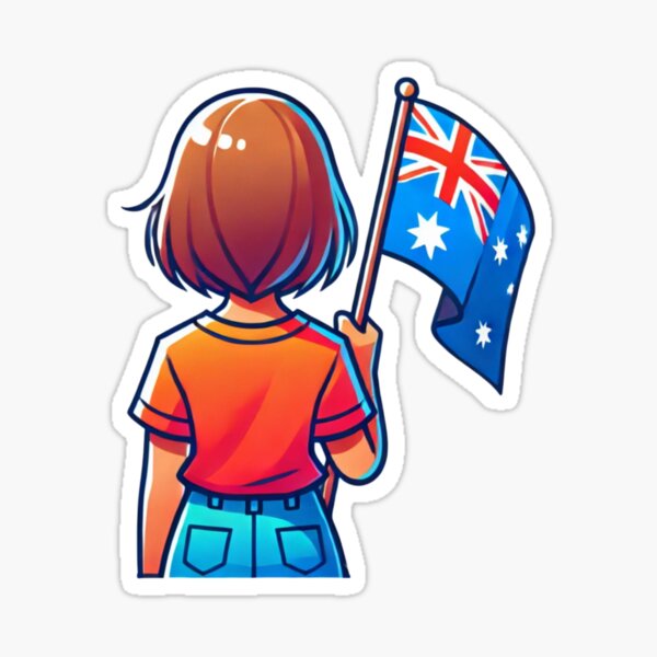 Item preview, Australia Flag Sticker | Australian Girl With Flag  designed and sold by shade-muse.