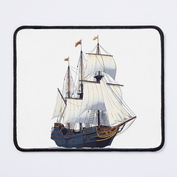 Item preview, Galleon Ship Illustration with White Sails designed and sold by GoldenTealArts.