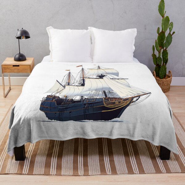 Item preview, Galleon Ship Illustration with White Sails designed and sold by GoldenTealArts.