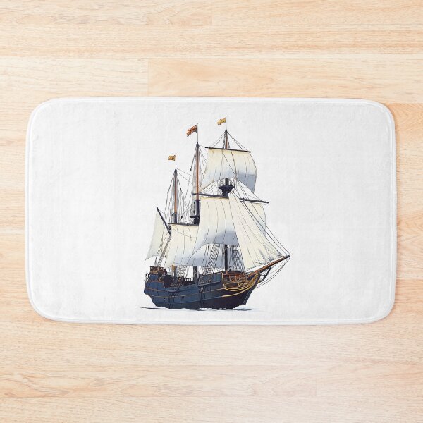 Item preview, Galleon Ship Illustration with White Sails designed and sold by GoldenTealArts.