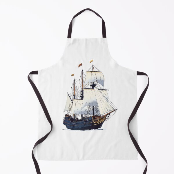 Item preview, Galleon Ship Illustration with White Sails designed and sold by GoldenTealArts.