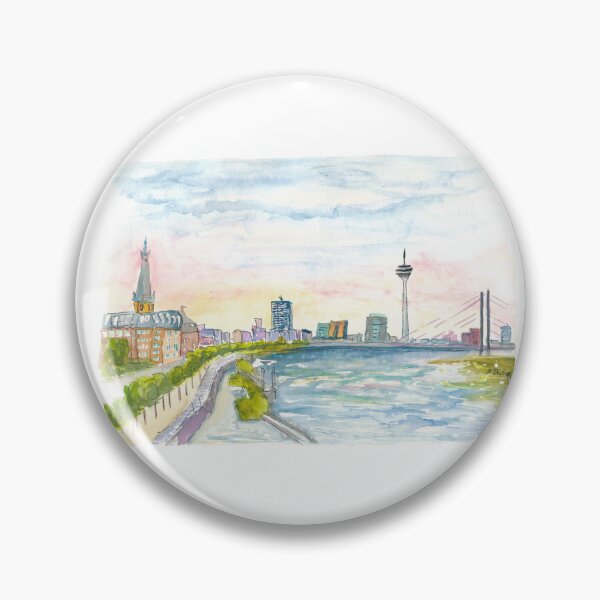 Item preview, Düsseldorf Impressionistic Skyline at Sunset designed and sold by artshop77.