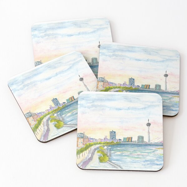 Item preview, Düsseldorf Impressionistic Skyline at Sunset designed and sold by artshop77.