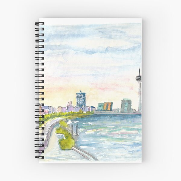 Item preview, Düsseldorf Impressionistic Skyline at Sunset designed and sold by artshop77.