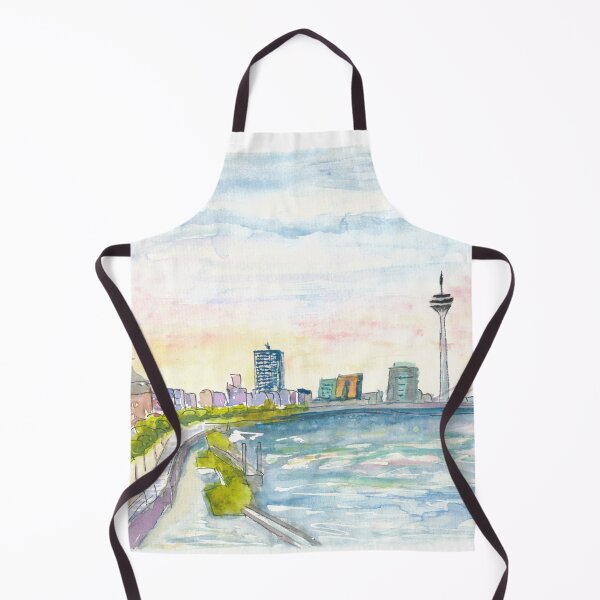 Item preview, Düsseldorf Impressionistic Skyline at Sunset designed and sold by artshop77.