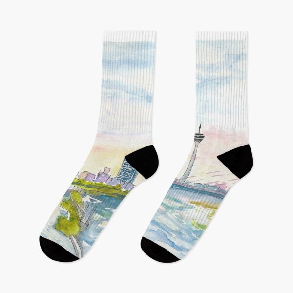 Item preview, Düsseldorf Impressionistic Skyline at Sunset designed and sold by artshop77.