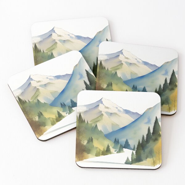 Item preview, Mountains in Winter Landscape Watercolor Painting | Watercolor Landscape | Watercolor Art | Watercolor Scenery designed and sold by UnhingedBird.