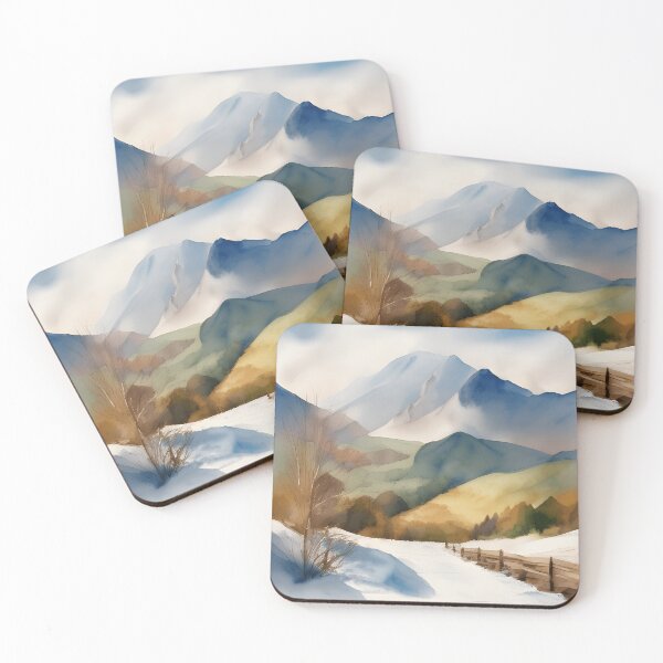 Item preview, Mountains in Winter Landscape Watercolor Painting | Watercolor Landscape | Watercolor Art | Watercolor Scenery designed and sold by UnhingedBird.