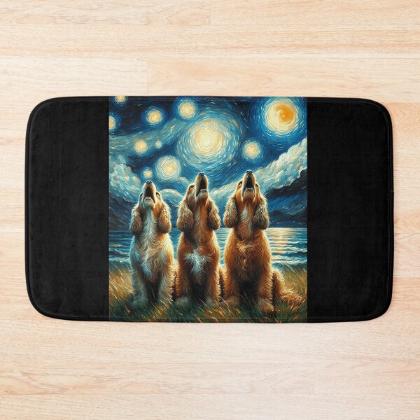 Artikelvorschau, Sternenklare Nacht Drei Cocker Spaniels heulen den Mond an Hundeliebhaber entworfen und verkauft von Kimberley King Art  King Art.