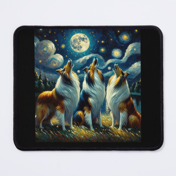 Item preview, Starry Night Three Collies Howling at Moon Collie Dog Lover designed and sold by Kimberley King Art  King Art.