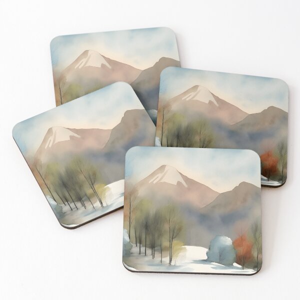 Item preview, Mountains in Winter Landscape Watercolor Painting | Watercolor Landscape | Watercolor Art | Watercolor Scenery designed and sold by UnhingedBird.