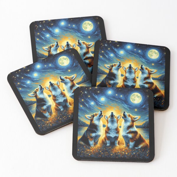Item preview, Starry Night Three Corgis Howling at Moon Dog Lover designed and sold by Kimberley King Art  King Art.