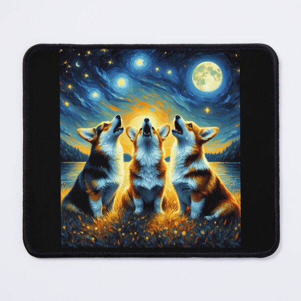 Item preview, Starry Night Three Corgis Howling at Moon Dog Lover designed and sold by Kimberley King Art  King Art.