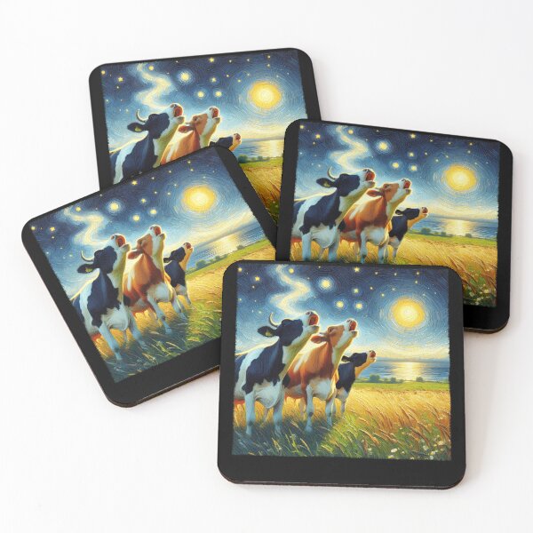 Item preview, Starry Night Three Cows Howling at Moon Van Gogh Lover designed and sold by Kimberley King Art  King Art.