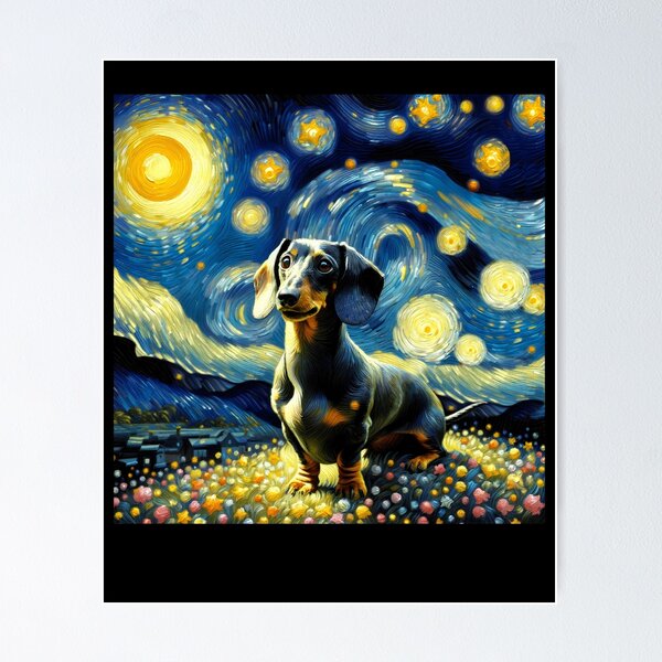 Item preview, Starry Night Dachshund Dog Van Gogh Lover designed and sold by Kimberley King Art  King Art.