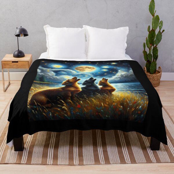 Item preview, Starry Night Three Dachshunds Howling at Moon Dog Lover designed and sold by Kimberley King Art King Art.