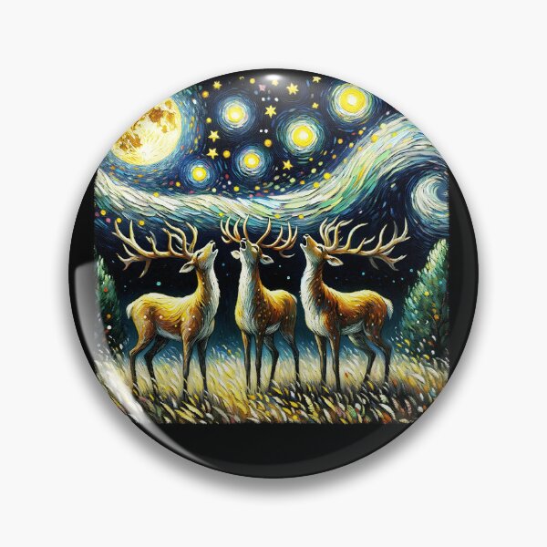 Item preview, Starry Night Three Deers Howling at Moon Van Gogh Lover designed and sold by Kimberley King Art  King Art.