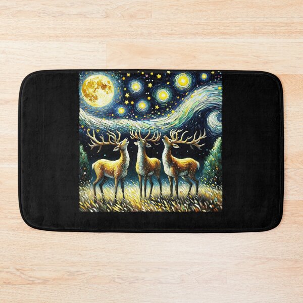 Item preview, Starry Night Three Deers Howling at Moon Van Gogh Lover designed and sold by Kimberley King Art  King Art.