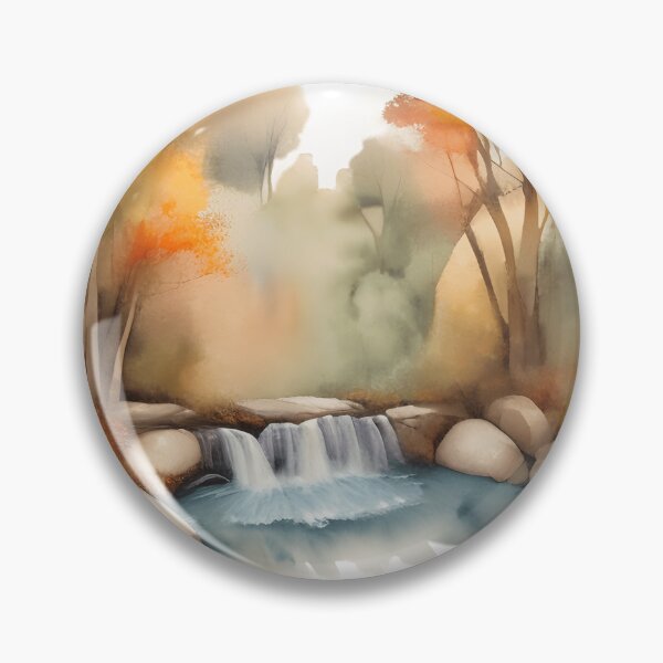 Item preview, Waterfall in Autumn Landscape Watercolor Painting | Watercolor Landscape | Watercolor Art | Watercolor Scenery designed and sold by UnhingedBird.