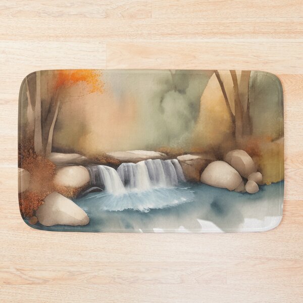 Item preview, Waterfall in Autumn Landscape Watercolor Painting | Watercolor Landscape | Watercolor Art | Watercolor Scenery designed and sold by UnhingedBird.