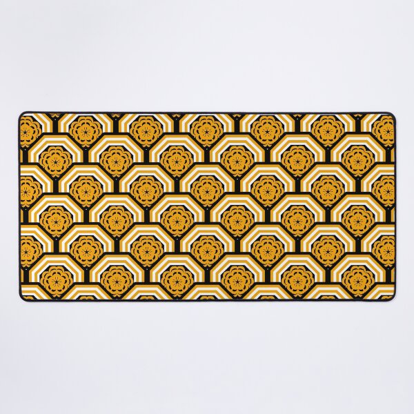 Item preview, Golden Floral Geometric Pattern on Black Background designed and sold by Kittaya Saemee.