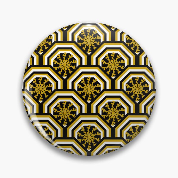 Item preview, Golden Floral Pattern in Geometric Black Background designed and sold by Kittaya Saemee.